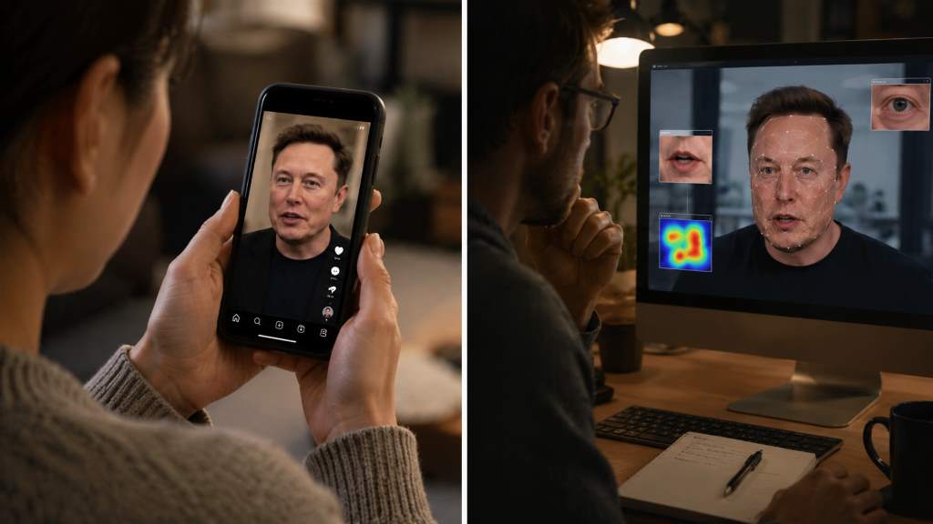 AI deepfake detection tool interface showing confidence score results
