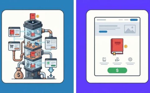 ClickFunnels vs Leadpages comparison dashboard for ebook sellers