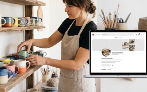 Etsy seller creating Pinterest pins for handmade jewelry products