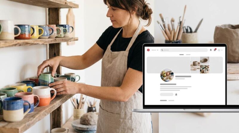 Etsy seller creating Pinterest pins for handmade jewelry products