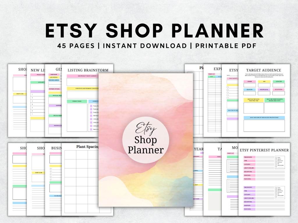 Etsy seller planning seasonal Pinterest content calendar on laptop