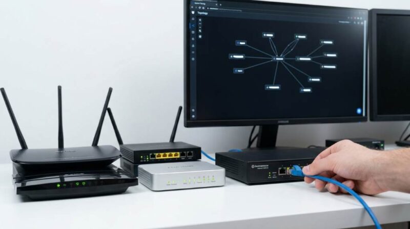 Home router with VPN setup protecting multiple connected devices