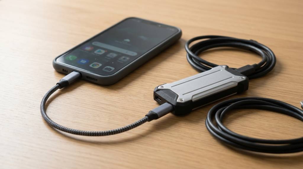Organized folder structure for smartphone photo backup on an external hard drive